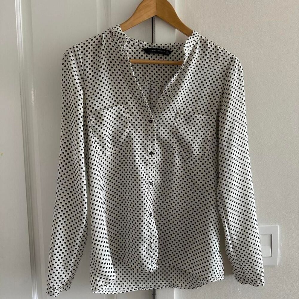 Zara white and black polka dots blouse